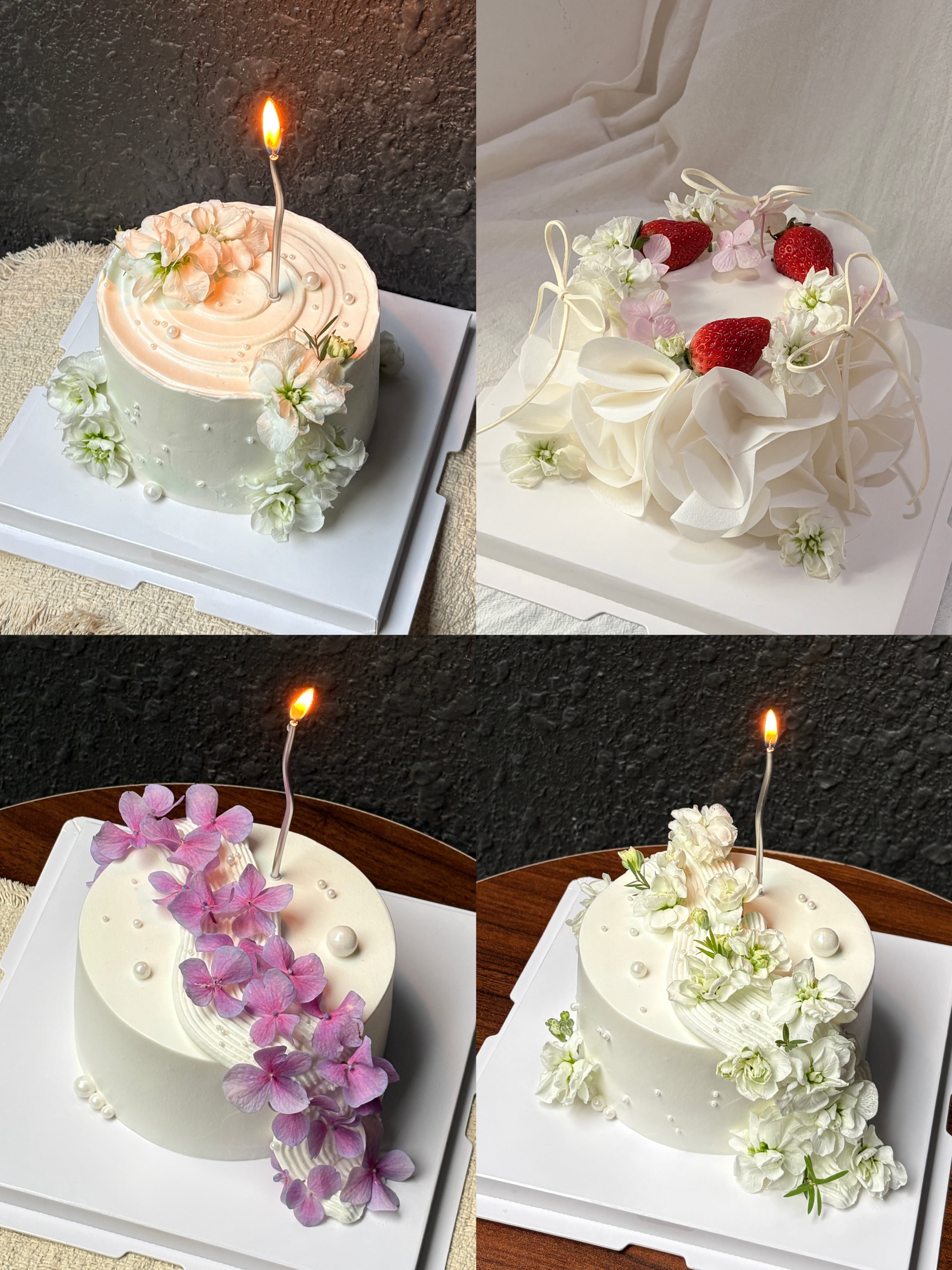A Maidream artisan cake, softly lit