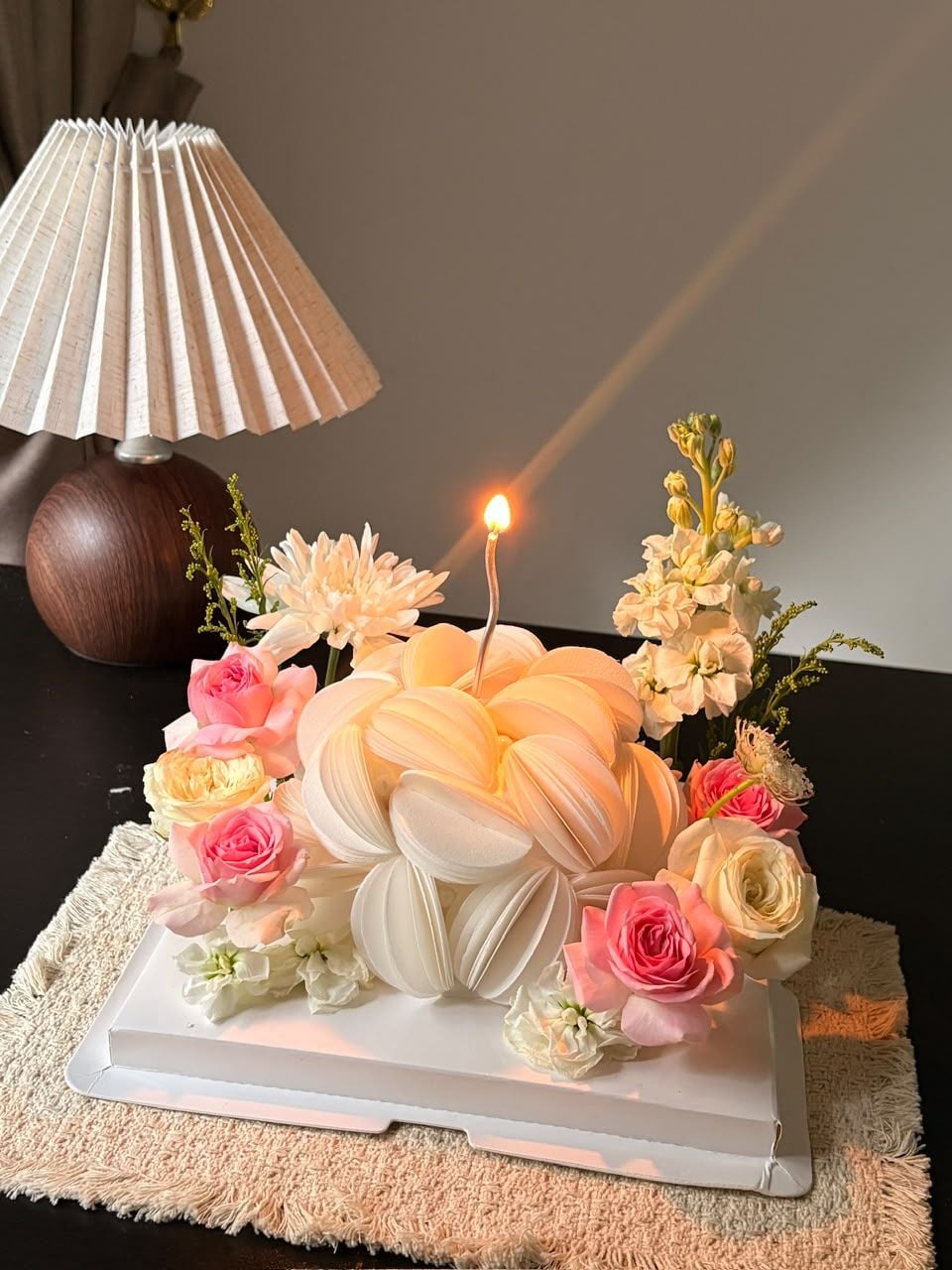 Wafer Paper Cake with fresh flower